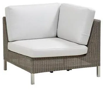 Cane-Line Connect kulmamoduuli, taupe, valkoinen tyyny