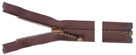 YKK Jaettava Vetoketju Antiikkimessinki 20cm 4mm Ruskea