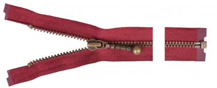 YKK Jaettava Vetoketju Antiikkimessinki 25cm 4mm Bordeaux