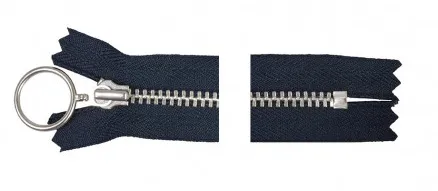 YKK Vetoketju Alumiini Kiinteä m/Rengas 35cm 4mm Merensininen