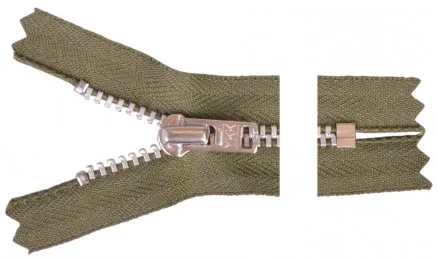 YKK vetoketju alumiini 12cm 4mm armeijanvihreä