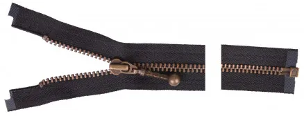 YKK Jaettava Vetoketju Antiikkimessinki 50cm 4mm Musta