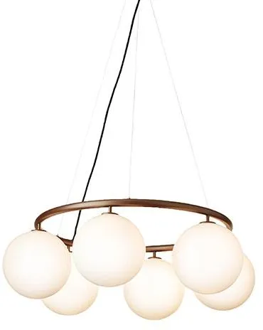 Nuura Miira 6 Pyöreä Kattokruunu Tumma Pronssi/Opaalinvalkoinen