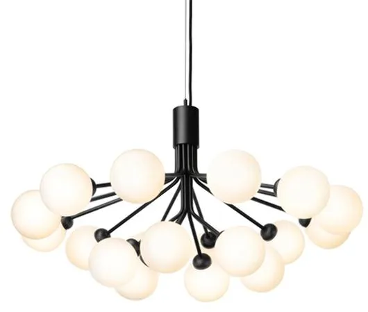 Nuura Apiales 18 Kattokruunu Musta ja Opalilasi